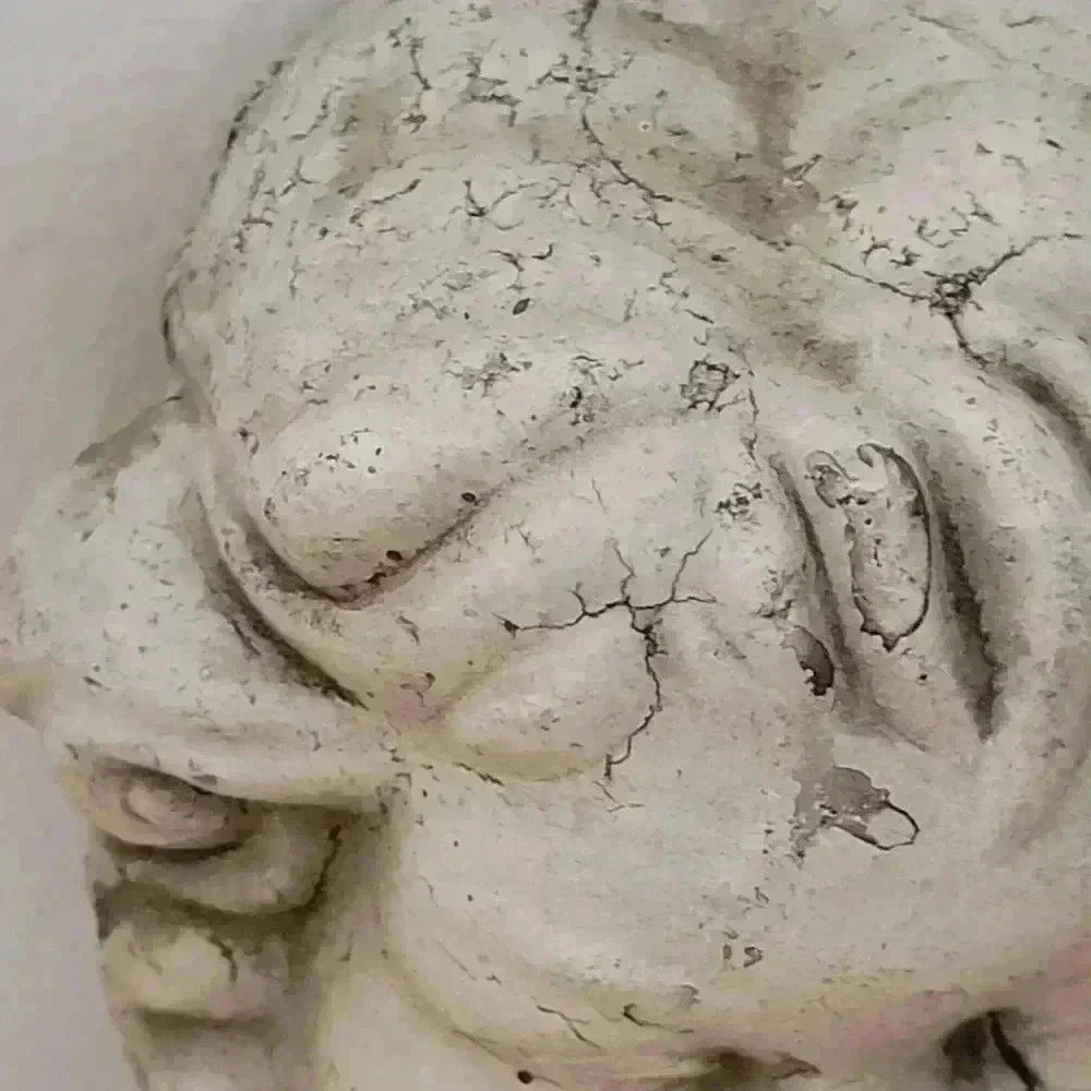 Angel Stone Carved Face Hanging Wall Plaque Antique Finish Sculpture Unpainted - Picture 4 of 8